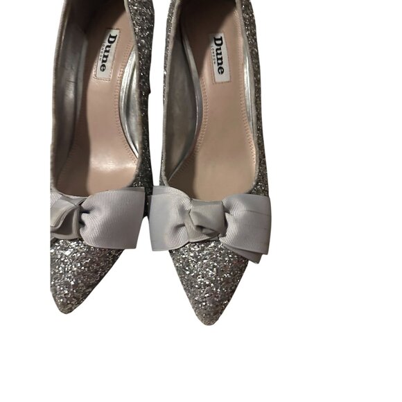 DUNE London Silver Glitter Bow Heels Size 38 / US 8 - Picture 11 of 11